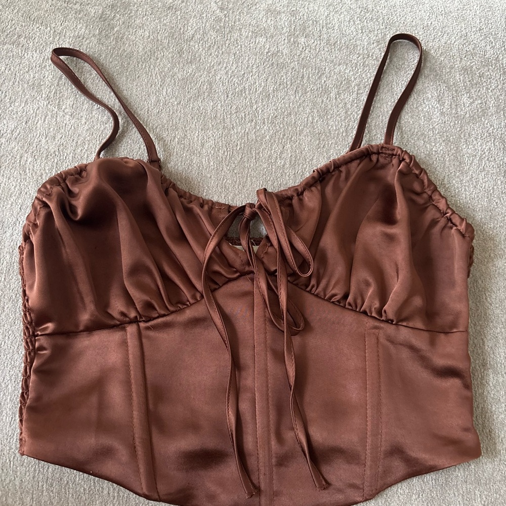 La Hearts Chocolate Brown Smocked Top